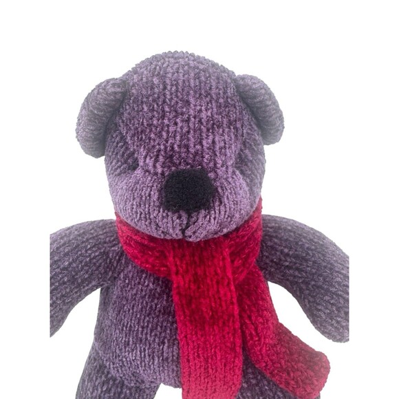 Pottery Barn Nicholas Bear w/Red Scarf Weighted Bottom Stuffed Plush, Vintage 8” - Picture 5 of 11